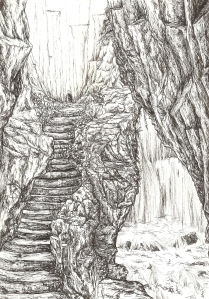 The secret passageway behind the Falls of Tarro